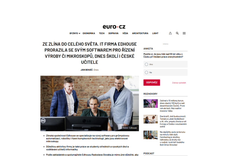 Evropa potřebuje posílit investice do vlastních technologií, říká Radoslav Slovák