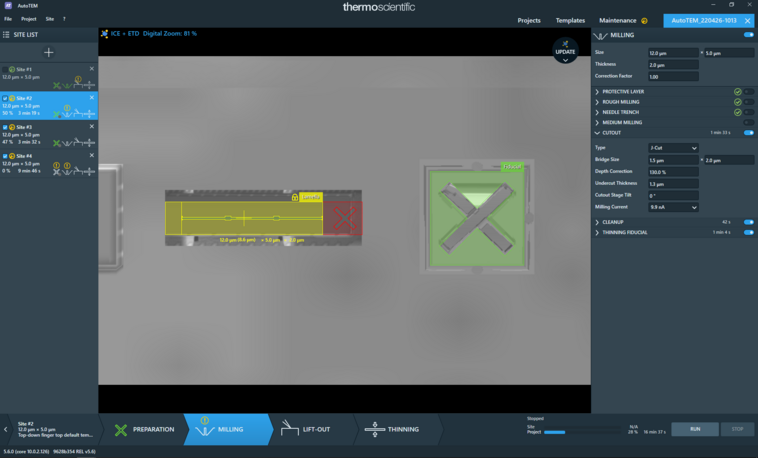 Výstřižek obrazovky apliakce: specifikace výsledné lamely v AutoTEMu.