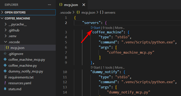 &nbsp;Starting the MCP server in VS Code&nbsp;