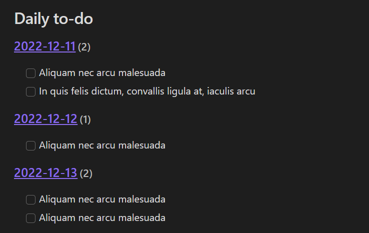 Obsidian – Dataview pohled na úkoly z denních poznámek