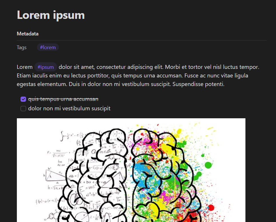 Obsidian – poznámka se štítky, úkoly a obrázky