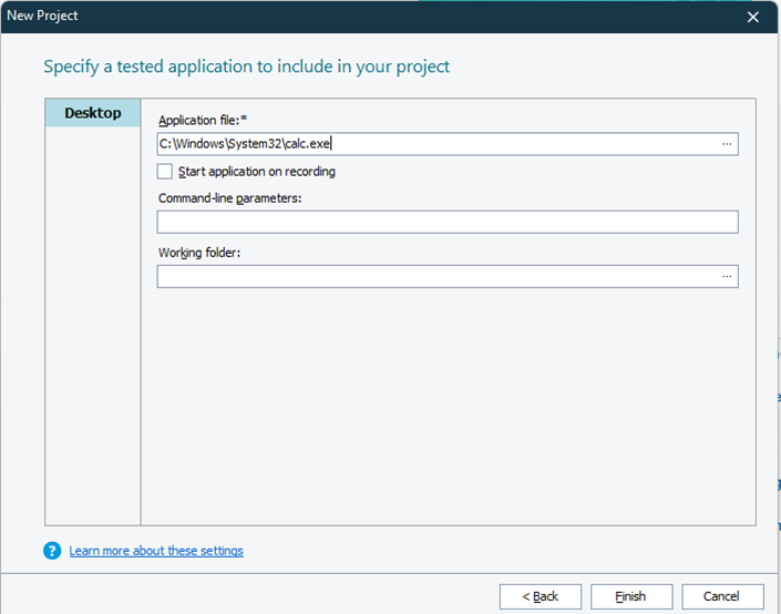TestComplete - Vytvoření nového projektu