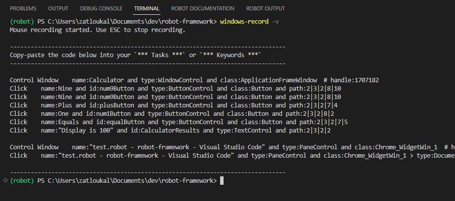 Kód testu vygenerovaný rekordérem