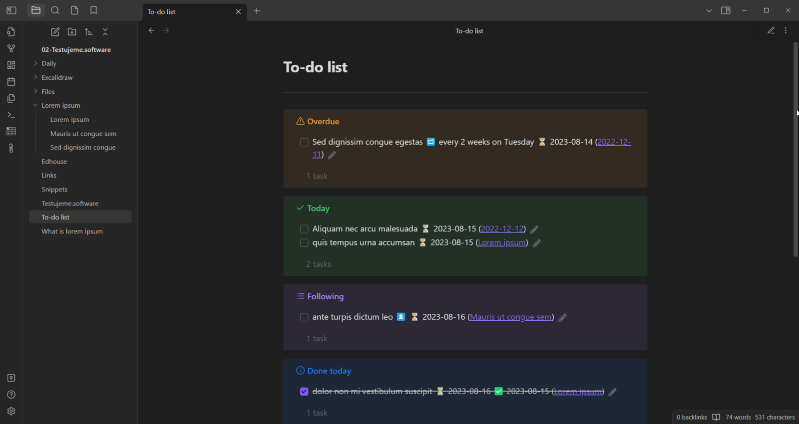 To-do list v Obsidianu