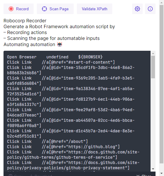 Rozšíření Robocorp Recorder